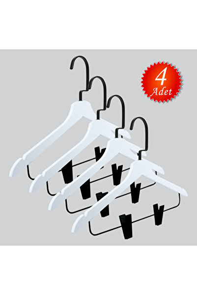 NYN Wooden (Black Hook Lama) Hangers for Blouses, Skirts, and Pants, 4 Pieces