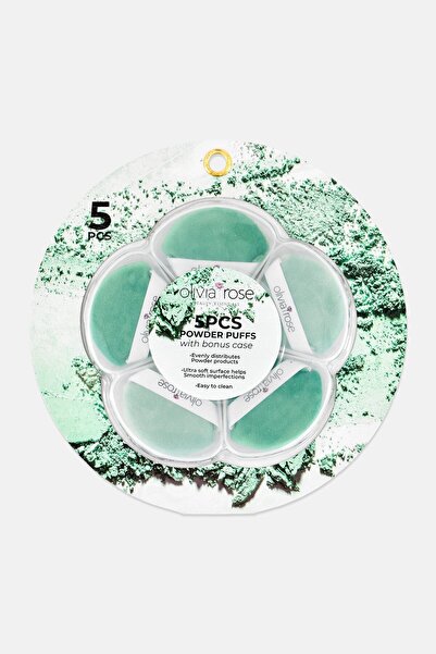 Olivia Rose 5 Pieces Triangle Powder Puff Set With Case, Green