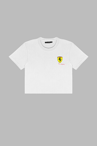 Sekizbiraltı ريس جيرل مطبوع وايت بقصة قصيرة توب