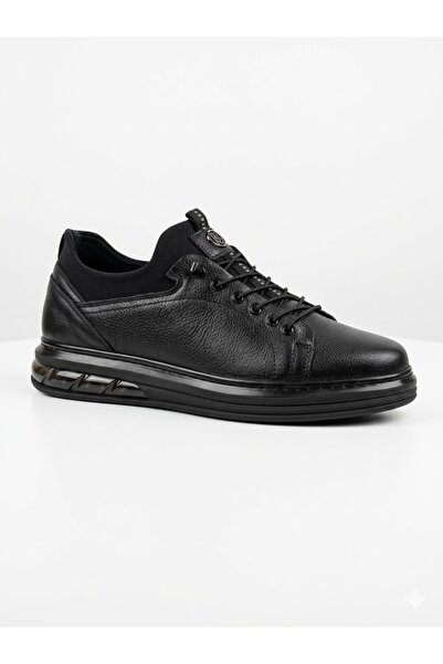 GAMZE Gmz 718 Black Nubuck Balloon Sole Genuine Leather Casual Men's Shoes