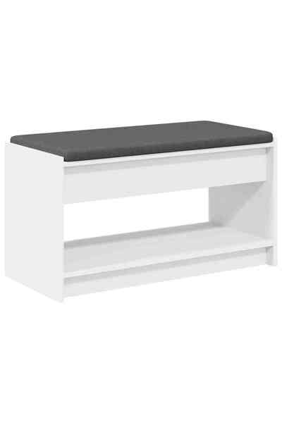 vidaxl Bancă pentru hol cu pernă cu raft Alb 83 x 38 x 45 cm