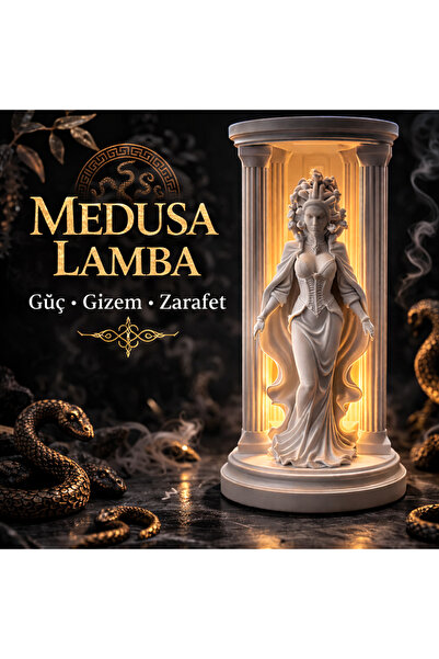 Baaloon Medusa Heykel Dekoratif LED Gece Lambası – Mitoloji Temalı Masa Lambası