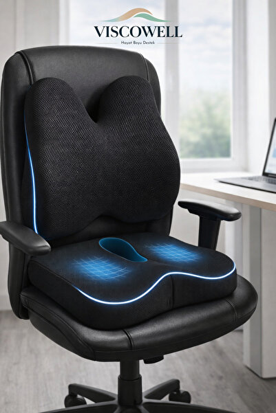 ViscoWell Visco Ergonomik Kelebek Model Sırt Bel Destek Yastığı ve Visco Otur...