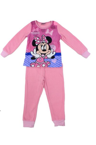 Minnie Mouse Pijama cu mânecă lungă, din pluș, cu fundă, roz