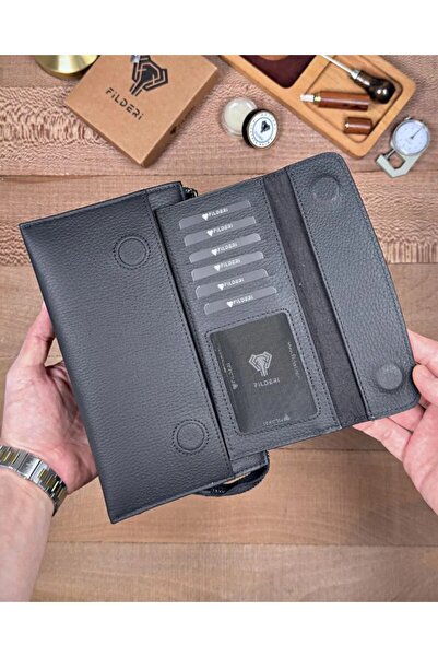 Fil Deri جلد أصلي سحبًا قابلًا للسحب مع حامل بطاقات مقابض حقيبة يد 2137