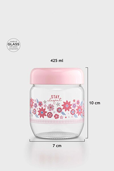 Renga Flora Patterned 425 ml Glass Jar 132078 Powder