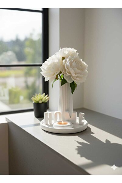 M&C Concept El Yapımı Taş Tozu HOME Yazılı 4’lü Dekoratif Tepsi Seti – Modern...