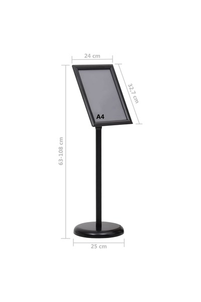 CAN A4 poster holder with foot, black, aluminum alloy