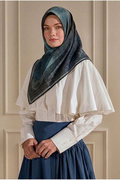 SilkTouch Light Blue Seal Pattern Organic Scarf