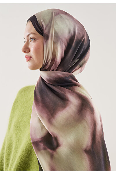 Fresh شال من قماش الرامي بنمط الباتيك الزهري وتصميم قشرة الشجر