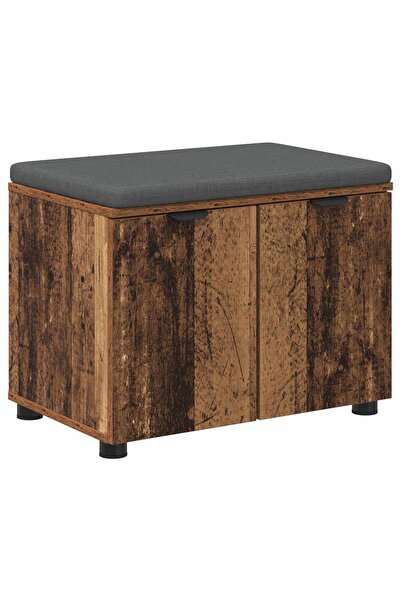 vidaxl Bancă pentru hol cu pernă cu raft Lemn vechi 60 x 38 x 46 cm
