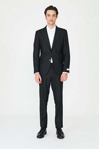 White Stone Black Modern Cut Slim Fit Men's Suit