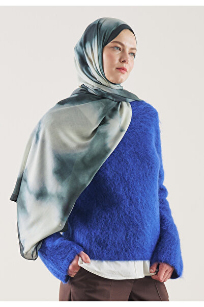 Fresh Șal din ramie cu model floral batik, spumă de mare