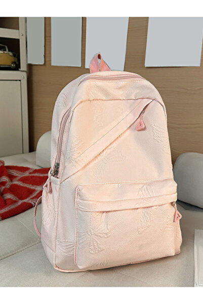 Take Two By Styli Pink Textured Embossed Backpack