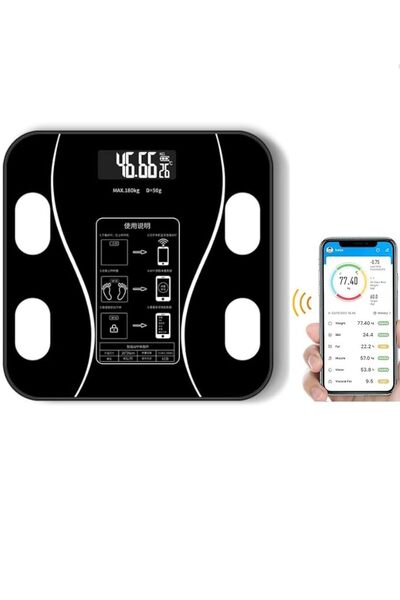 Generic ميزان ذكي بتقنية بلوتوث لقياس وزن الجسم، ميزان حمام رقمي مع تطبيق، يت...