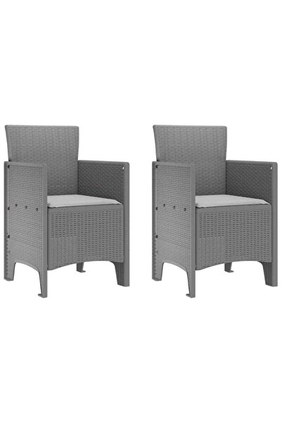 vidaxl Scaun pentru Grădină cu pernă 2 pcs Gri deschis