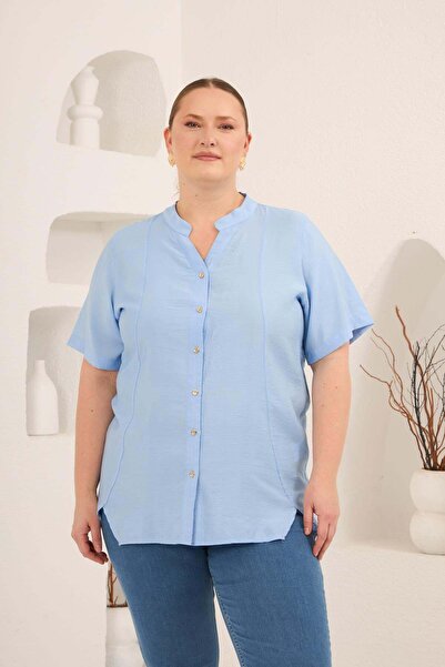 RMG Džentlmen košulja sa ovratnikom Sa prorezom ženska košulja veće veličine ...