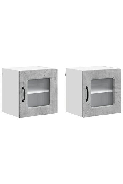 vidaxl Dulap de bucătărie Kalmar 2 pcs Gri din beton 40 x 31 x 40 cm