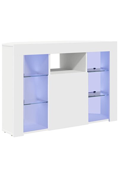 vidaxl Șifonier LED pentru TV colțar Alb 100x40x68cm Lemn compozit