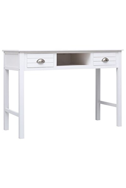 vidaxl Birou, alb, 108x45x76 cm, lemn masiv de paulownia