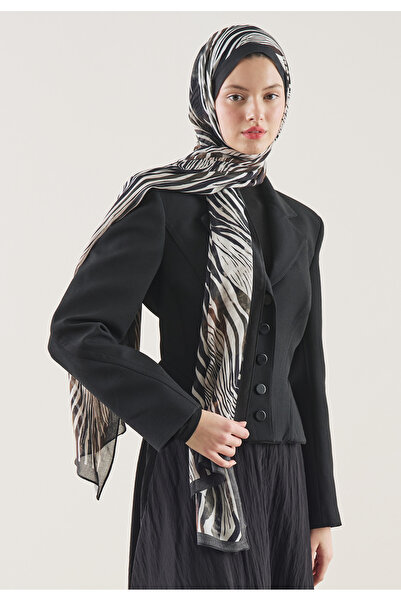 Freshscarfs Σάλι ραμί με μοτίβο άγριας ζέβρας, καφέ χρώματος