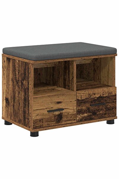 vidaxl Bancă pentru hol cu pernă cu sertar Lemn vechi 60 x 38 x 46 cm