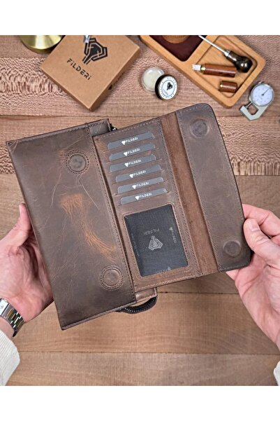 Fil Deri جلد أصلي سحبًا قابلًا للسحب مع حامل بطاقات مقابض حقيبة يد 2137