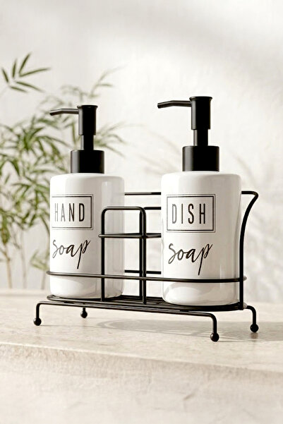 Kitchen Life 2-Piece Countertop Soap Dispenser Set with Metal Stand and Spong...