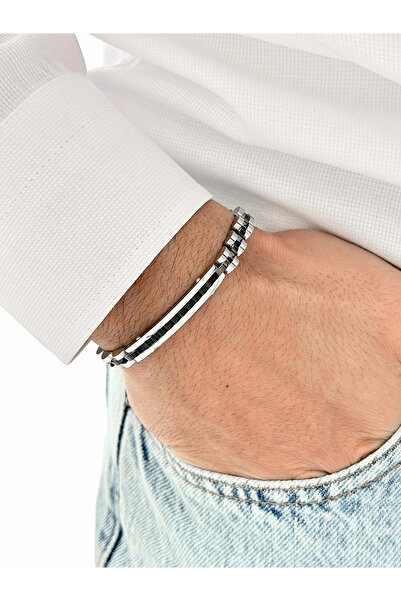 FERRO Black and Silver Steel Men's Bracelet Frj10158A-J 2 Year Warranty Gift ...
