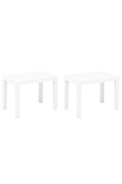 vidaxl Bănci de grădină, 2 buc., alb, plastic