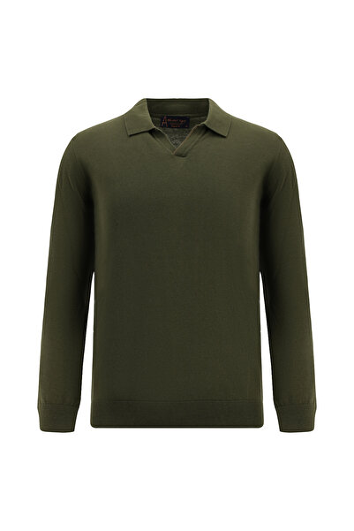 Abdullah Kiğılı سترة تريكو من الكشمير القطني ذات قصة عادية وياقة بولو