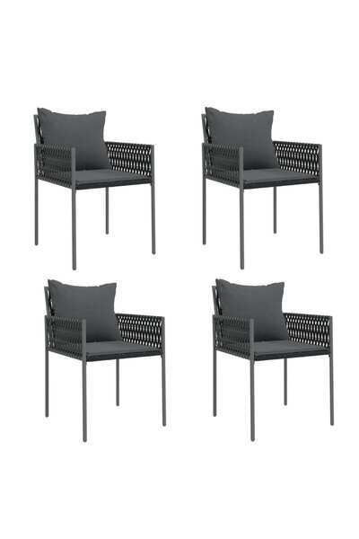 vidaxl Scaune de grădină cu perne 4 buc. negru 54x61x83 cm poliratan