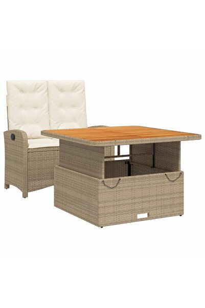 vidaxl Set mobilier de grădină, 2 piese, cu perne, bej, poliratan
