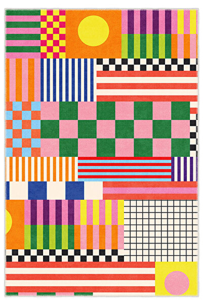 Homefesto Modern Dekoratif Yıkanabilir Kaymaz Taban Halı – İnce, Yumuşak Salo...