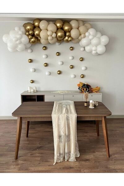 lm store 50 adet gold krem ve beyaz balon 2026 konsept doğum günü parti kutlama
