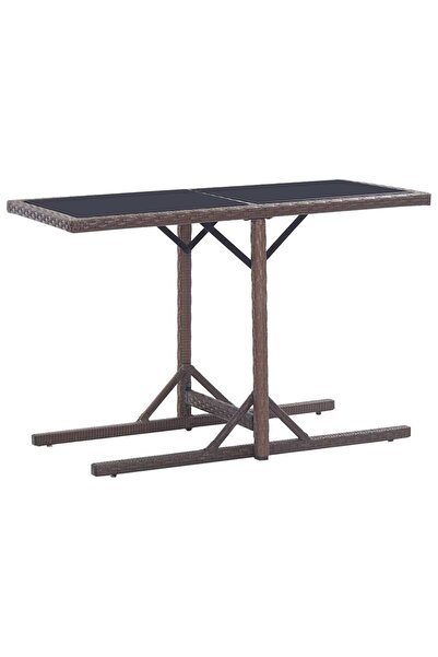 vidaxl Masă de grădină, maro, 110 x 53 x 72 cm, sticlă și poliratan