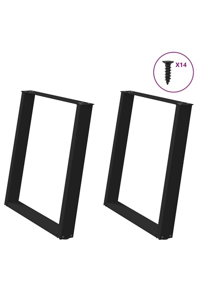 vidaxl U-shaped table legs, 2 pcs., black, 70x(72-73) cm, steel