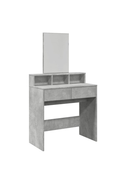vidaxl Masă de toaletă cu oglindă, gri beton, 80x41x144,5 cm