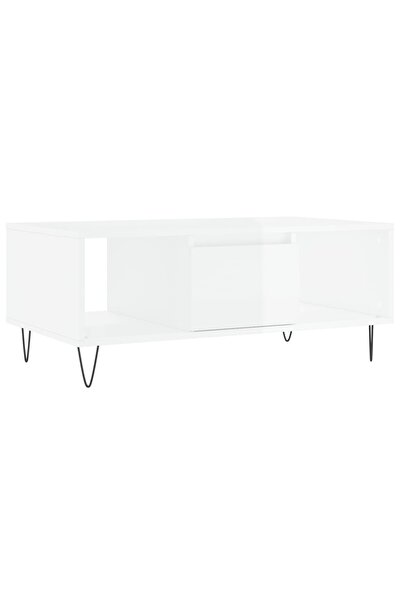 vidaxl Coffee table, high-gloss white, 90x50x36.5 cm, composite wood