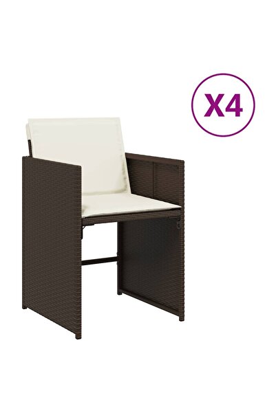 vidaxl Scaune de grădină cu perne, 4 buc., maro, poliratan