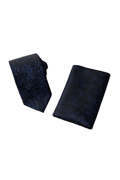 Abdullah Kiğılı مجموعة من قطعتين حرير كريست ميكسد دي منقوش تتضمن ربطة عنق ومنديل