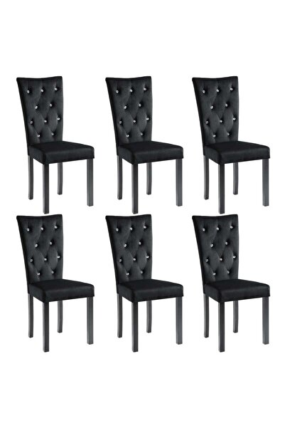 vidaxl Scaune de sufragerie, 6 buc, negru, catifea