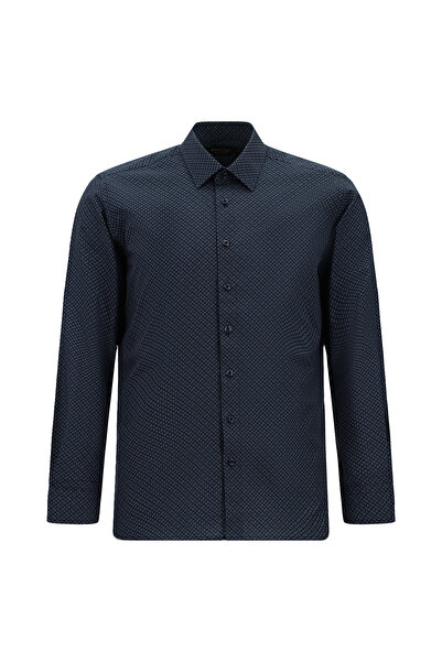 Abdullah Kiğılı Long Sleeve Slim Fit Slim Fit Printed Cotton Shirt