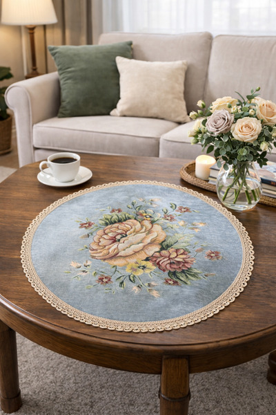 Yeshome Collection Vintage Bouquet Tapestry Fiskos Cover – 50 cm Round Decora...