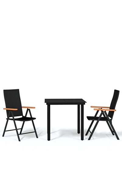 vidaxl Set mobilier de grădină, 3 piese, negru