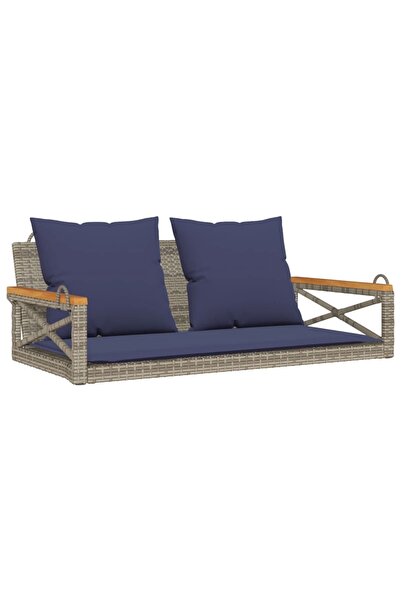 vidaxl Bancă de balansoar cu perne, gri, 109x62x40 cm, poliratan