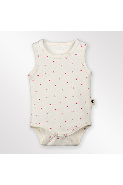 Mimu Baby %100 Pamuk Pointel Çıtçıtlı Bebek Zıbın - Kalp Desenli Pembe