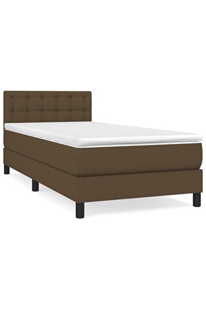 vidaxl Pat box spring cu saltea, maro închis, 80x200 cm, textil