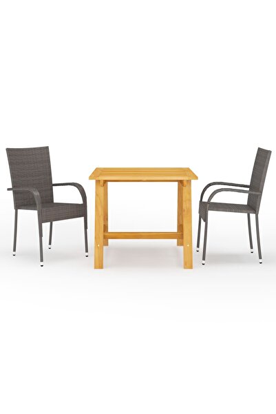 vidaxl Set mobilier de grădină, 3 piese, maro
