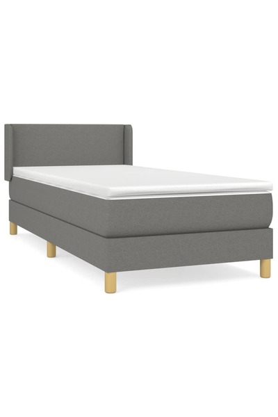 vidaxl Pat box spring cu saltea, gri închis, 80x200 cm, textil